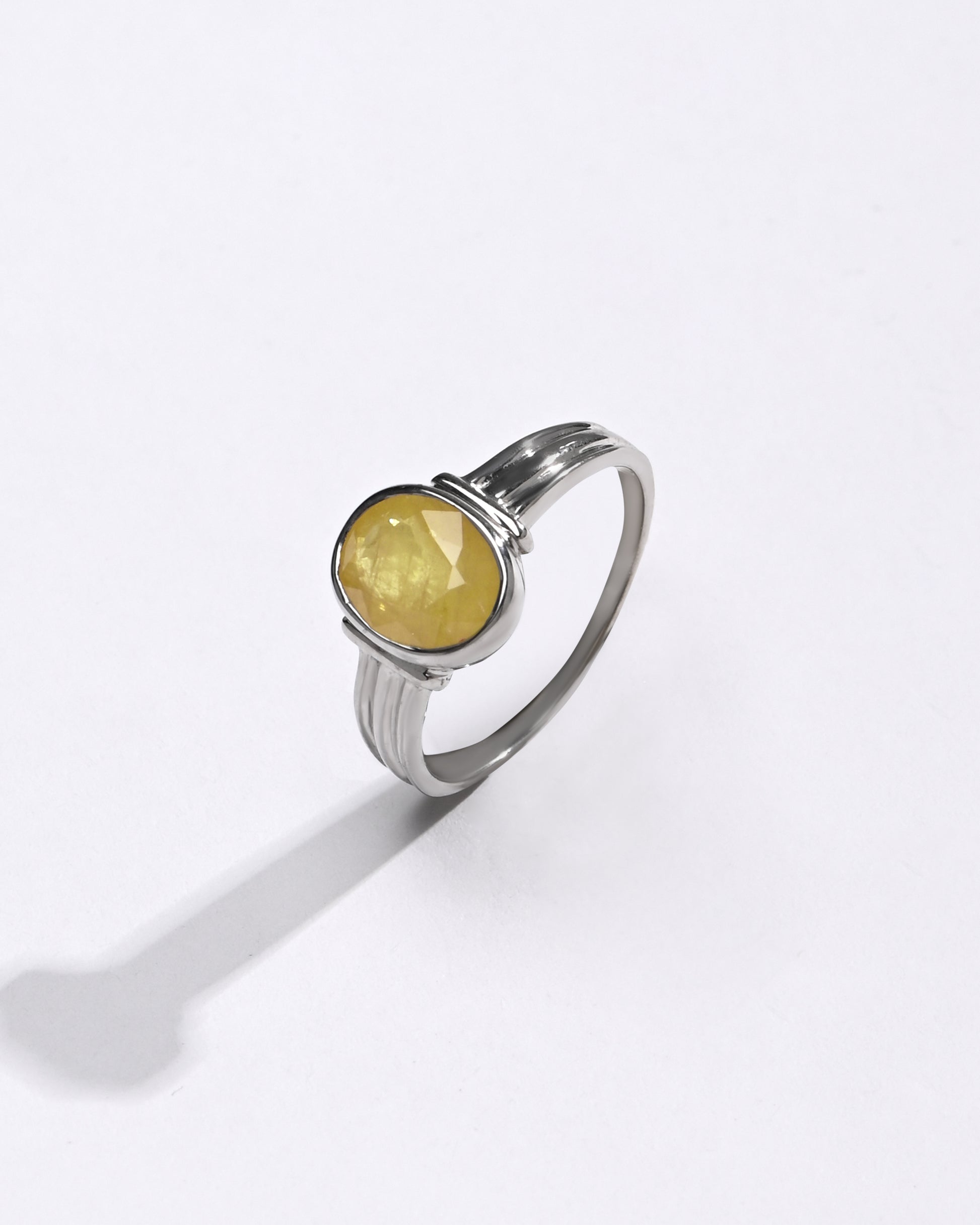 Classic Yellow Sapphire (Pukhraj) Ring – 925 Silver - #1134B - Myra
