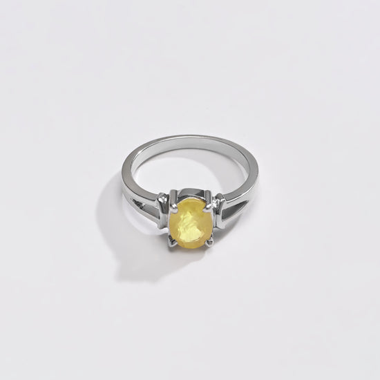 925 Silver Yellow Sapphire (Pukhraj) Ring - #1148N4 - Myra