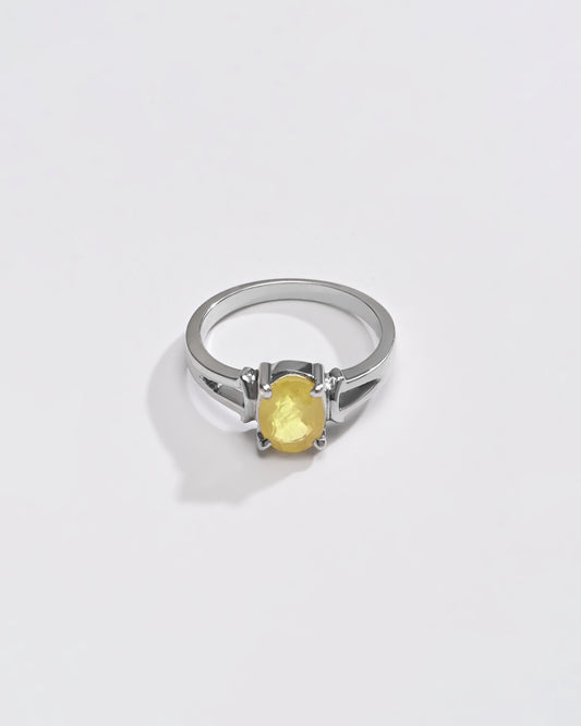 925 Silver Yellow Sapphire (Pukhraj) Ring - #1148N4