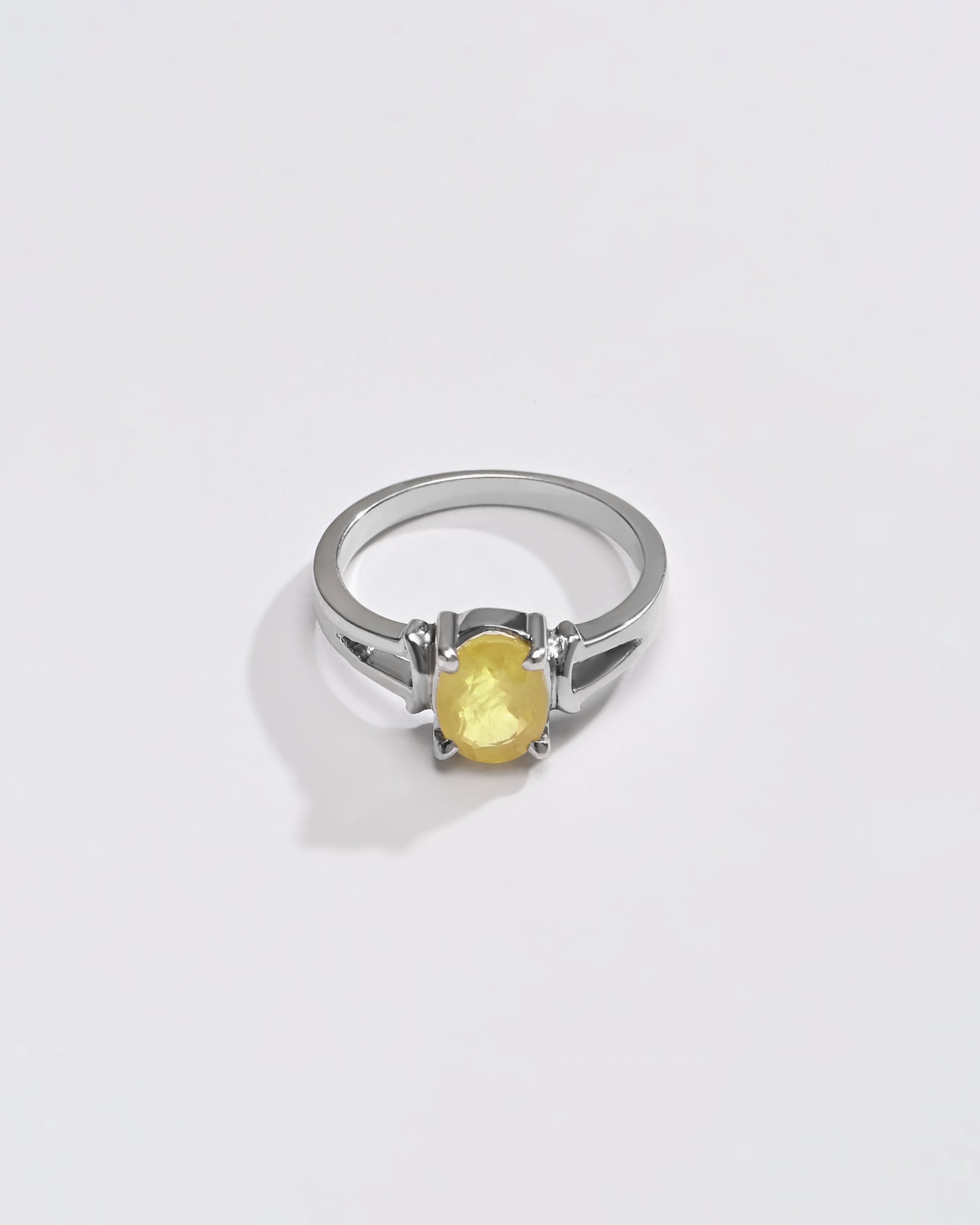 925 Silver Yellow Sapphire (Pukhraj) Ring - #1148N4 - Myra