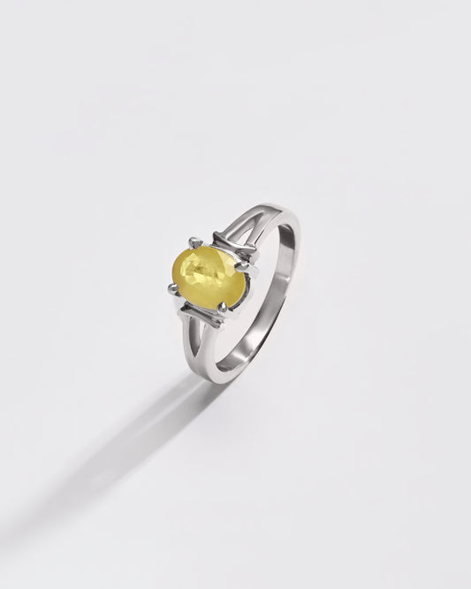 925 Silver Yellow Sapphire (Pukhraj) Ring - #1148N4 - Myra