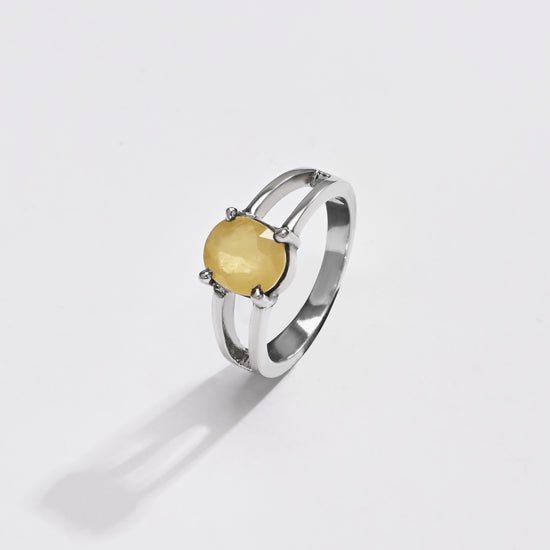 Daily Wear Yellow Sapphire (Pukhraj) Ring – 925 Silver - #1150N4 Ov - Myra