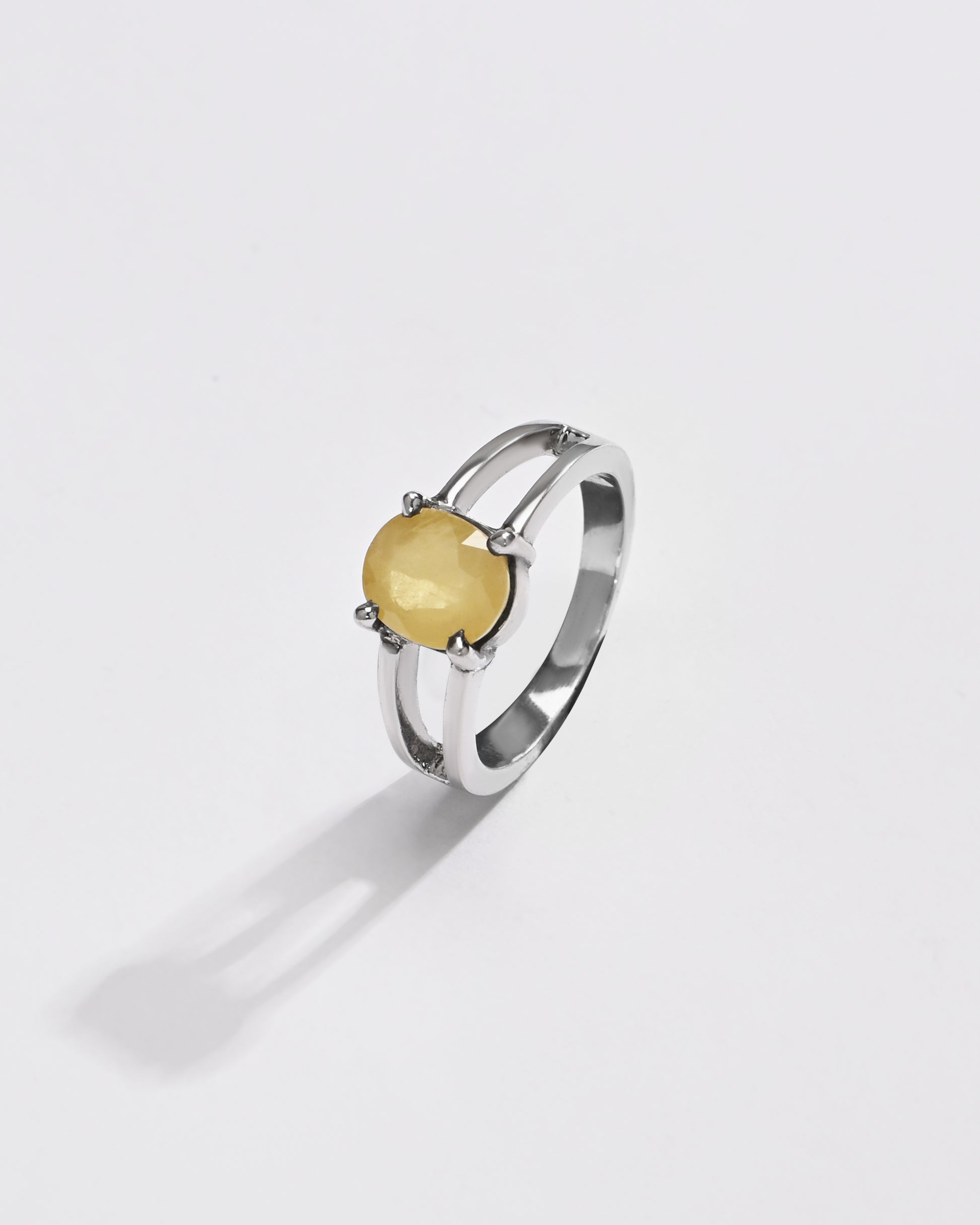 Daily Wear Yellow Sapphire (Pukhraj) Ring – 925 Silver - #1150N4 Ov - Myra