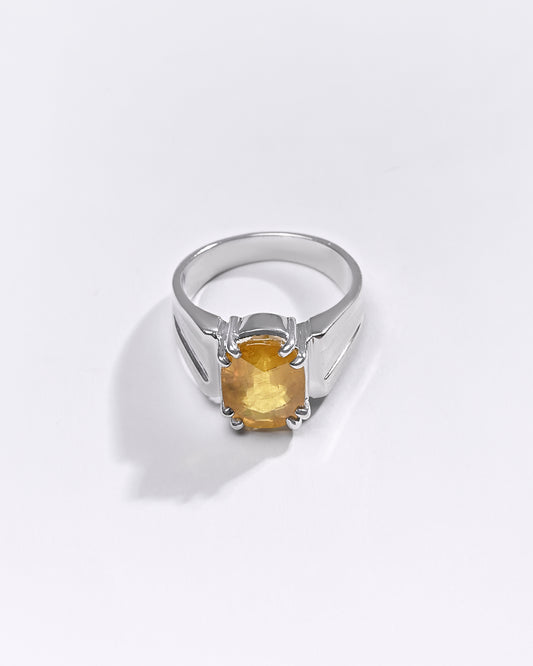Premium Yellow Sapphire (Pukhraj) Ring in 925 Silver - #1111N8 - Myra
