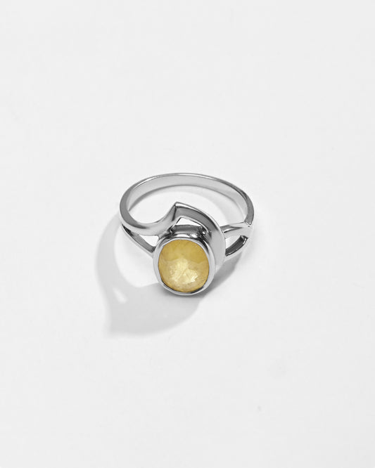Yellow Sapphire (Pukhraj) Ring – Pure 925 Silver - #1192B