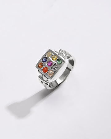 925 Silver Navratna (Navgrah) Ring - 1199 - Myra