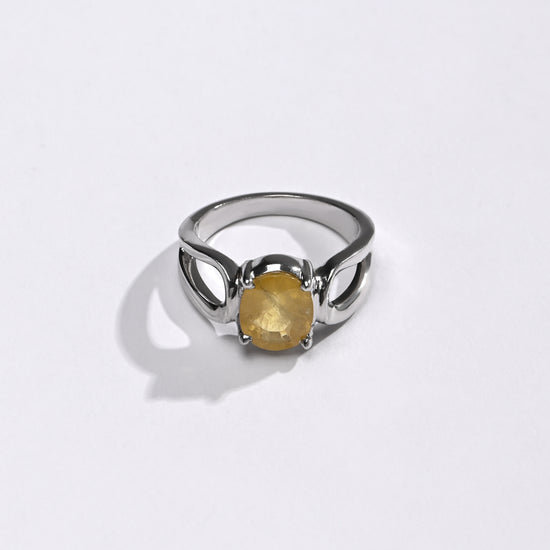 Yellow Sapphire (Pukhraj) Gemstone Ring – 925 Silver - #1217N4 - Myra