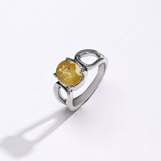 Yellow Sapphire (Pukhraj) Gemstone Ring – 925 Silver - #1217N4 - Myra