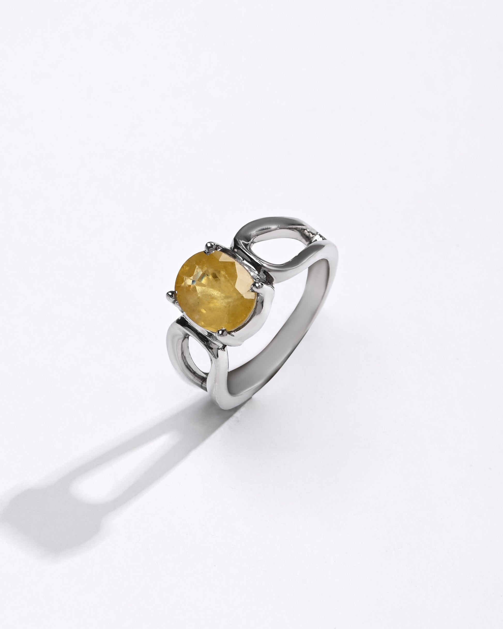 Yellow Sapphire (Pukhraj) Gemstone Ring – 925 Silver - #1217N4 - Myra