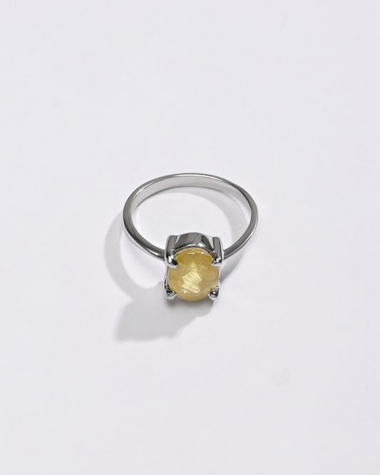 Luxe Yellow Sapphire (Pukhraj) Ring – 925 Silver - #1218N4