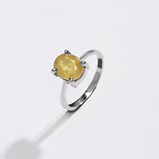 Luxe Yellow Sapphire (Pukhraj) Ring – 925 Silver - #1218N4 - Myra