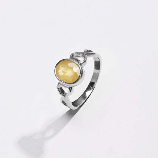 Royal Yellow Sapphire (Pukhraj) Ring – 925 Silver - #1220B - Myra