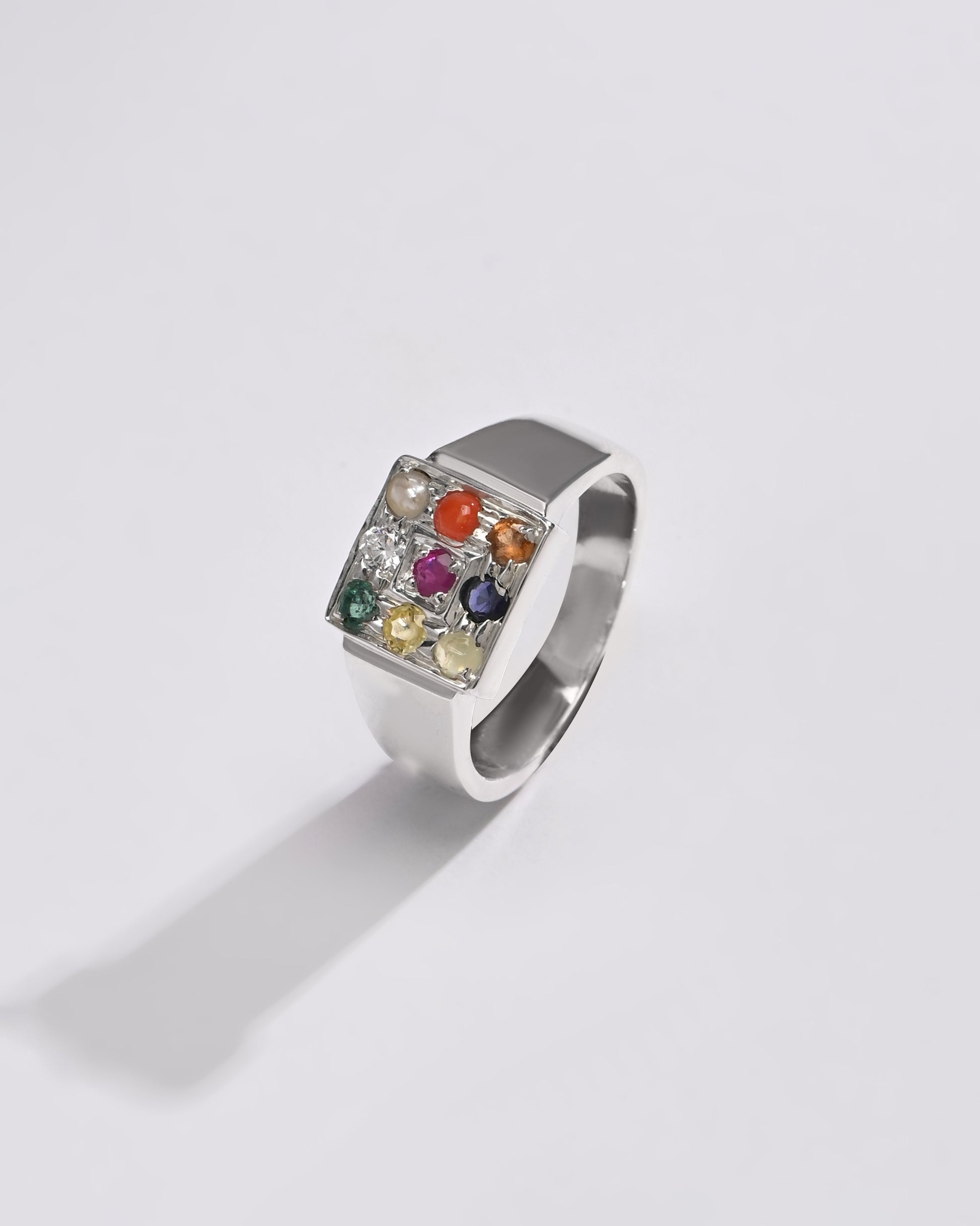 Daily Wear Navratna (Navgrah) Ring – 925 Silver - 1224 - Myra
