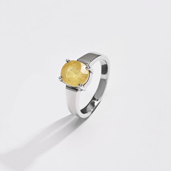 Rich-Hue Yellow Sapphire (Pukhraj) Ring – 925 Silver - #1200N4 - Myra