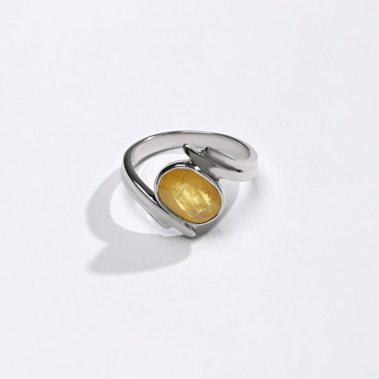 Yellow Sapphire (Pukhraj) Ring – 925 Silver Crafted - #1103B - Myra