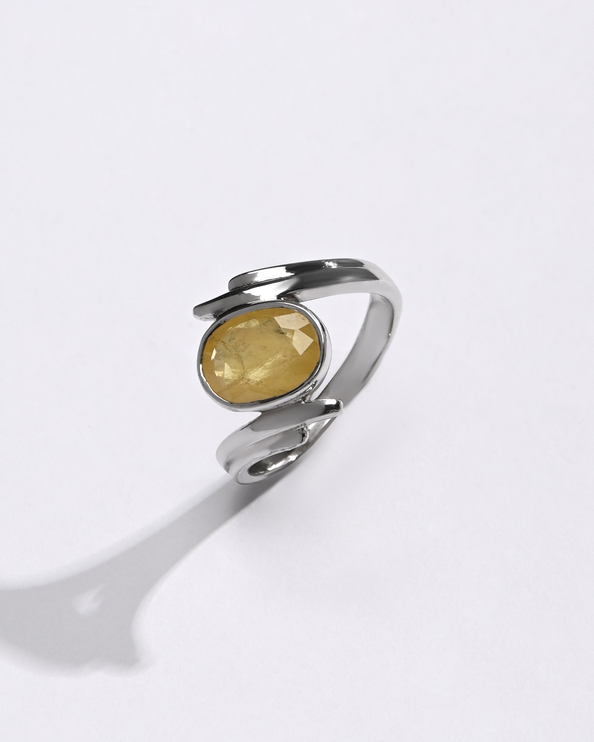 Yellow Sapphire (Pukhraj) Ring – 925 Silver Crafted - #1103B - Myra