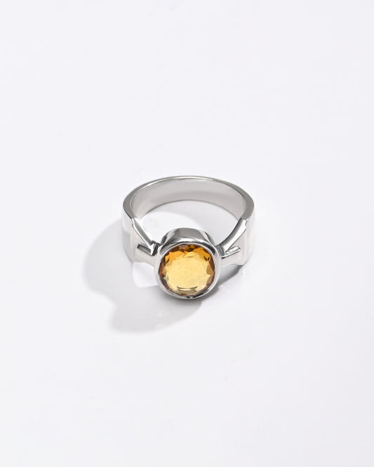 Golden Topaz (Sunahara Pukhraj) Ring – 925 Silver Minimalist - #1158B - Myra
