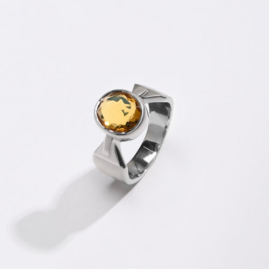 Golden Topaz (Sunahara Pukhraj) Ring – 925 Silver Minimalist - #1158B - Myra