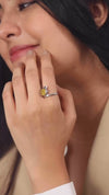 Radiant Yellow Sapphire (Pukhraj) Ring in 925 Silver – #1138B