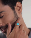 Classic Turquoise (Firoza) Ring – 925 Silver - #1199
