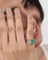 Radiant Green Emerald (Panna) Ring in 925 Silver – #1136N4