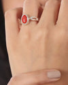 Authentic Red Coral (Moonga) Ring in 925 Silver – #1102 Ov