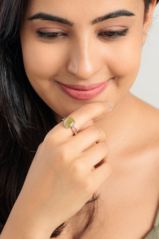 Radiant Yellow Sapphire (Pukhraj) Ring in Sterling Silver – #1112B - Myra