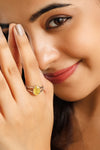 Classic Round Yellow Sapphire (Pukhraj) Ring in 925 Silver – #1164