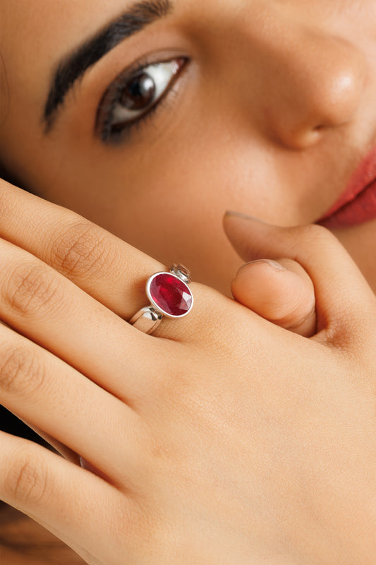 Radiant Ruby (Manik) Ring in 925 sterling silver -  #1101