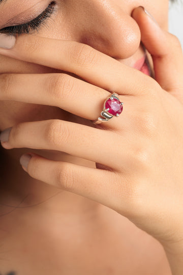 Classic Ruby (Manik) Ring in 925 Silver - #1196