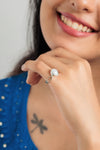 Genuine Pearl (Moti) Ring in 925 Sterling Silver -  #1102