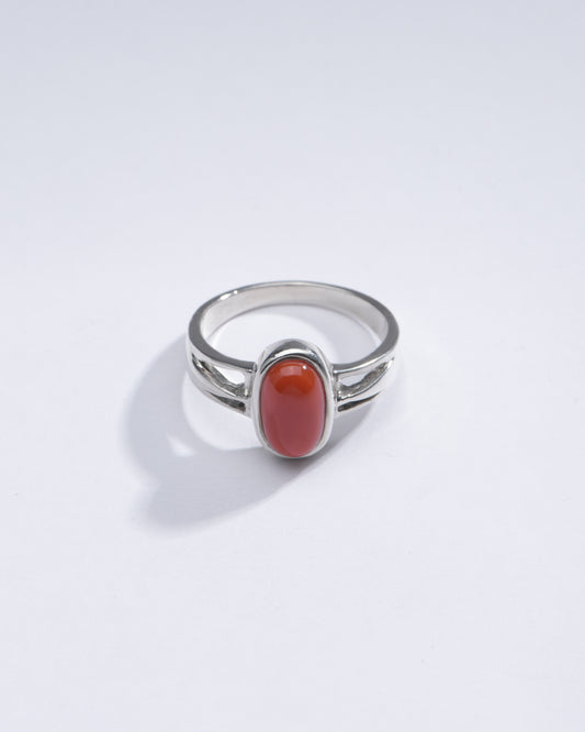 Vintage Red Coral (Moonga) Ring in 925 Sterling Silver – #1242