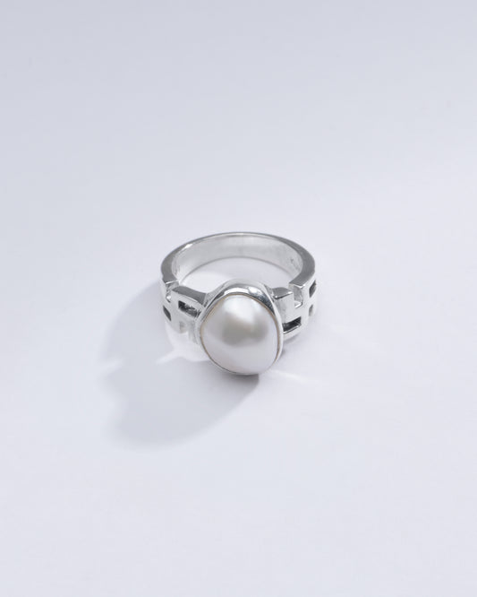 Classic Pearl (Moti) Ring in 925 Sterling Silver - #1283