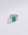 Radiant Green Emerald (Panna) Ring in 925 Silver – #1136N