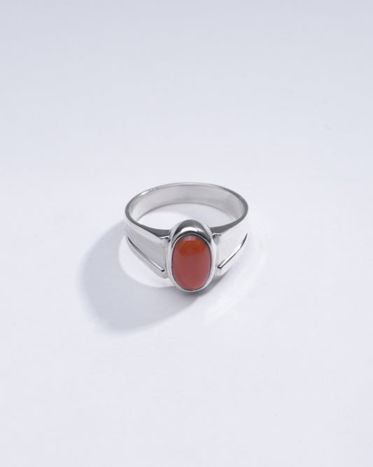 Authentic Red Coral (Moonga) Ring in Sterling Silver – #1111