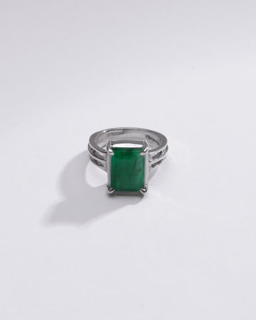 Vintage Green Emerald (Panna) Ring in Silver – #1142