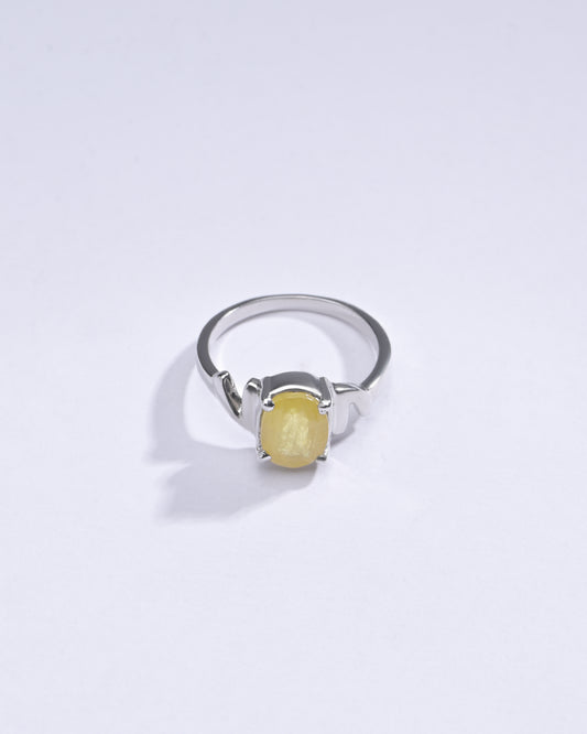 Classic Yellow Sapphire (Pukhraj) Ring in Sterling Silver – #1196