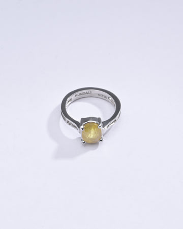 Genuine Yellow Sapphire (Pukhraj) Ring in 925 Silver – Crafted for Prosperity #1238