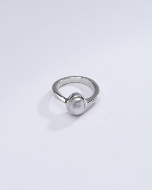 Natural Pearl (Moti) Ring in 925 Silver - #1201