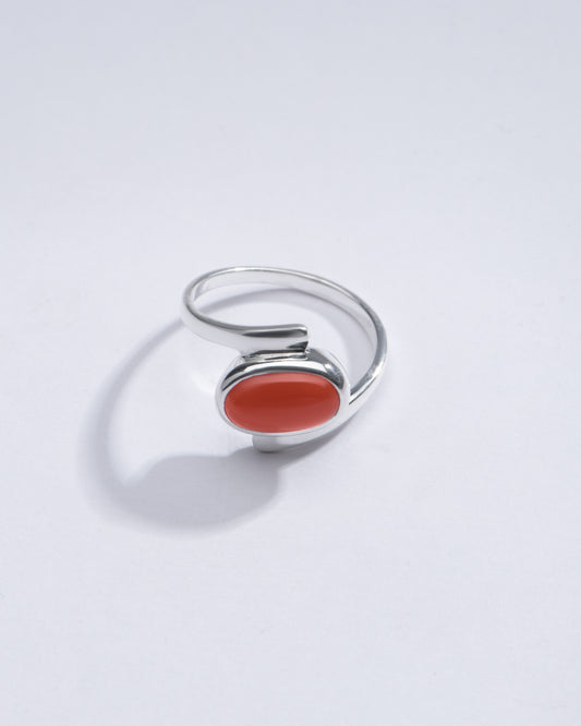 Radiant Red Coral (Moonga) Ring in 925 Silver – #1138