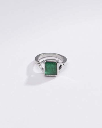 Authentic Emerald (Panna) Ring in Sterling Silver – #1175B Sq - Myra