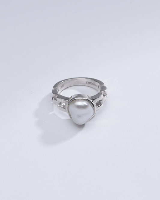 Radiant Pearl (Moti) Ring in 925 Silver - #1245