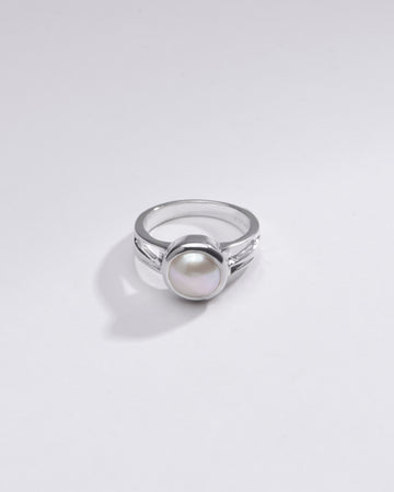 Radiant Pearl (Moti) Gemstone Ring in 925 Silver -  #1242