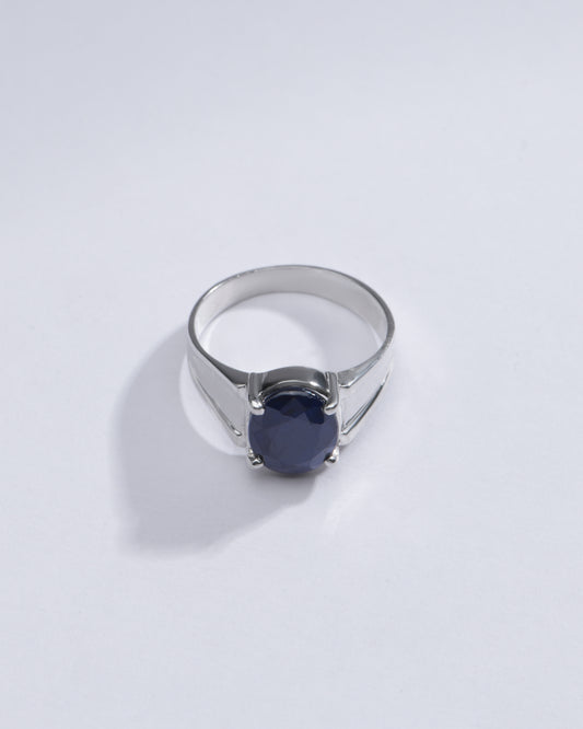 Authentic Blue Sapphire (Neelam) Ring in 925 Silver – #1111