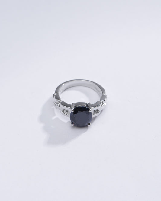 Natural Blue Sapphire (Neelam) Ring in Sterling Silver – #1245