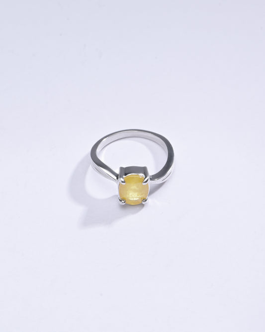 Radiant Yellow Sapphire (Pukhraj) Ring in Sterling Silver – #1201