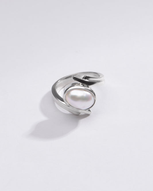 Natural Pearl (Moti) Ring in 925 Silver -  #1103