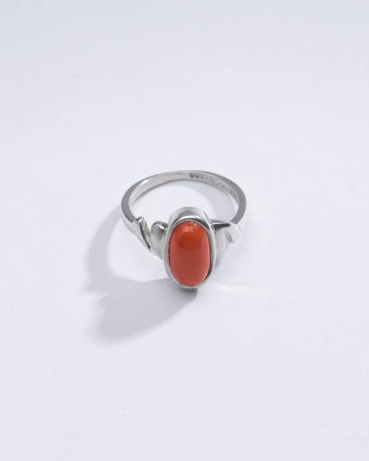 Radiant Red Coral (Moonga) Ring in 925 Silver – #1196