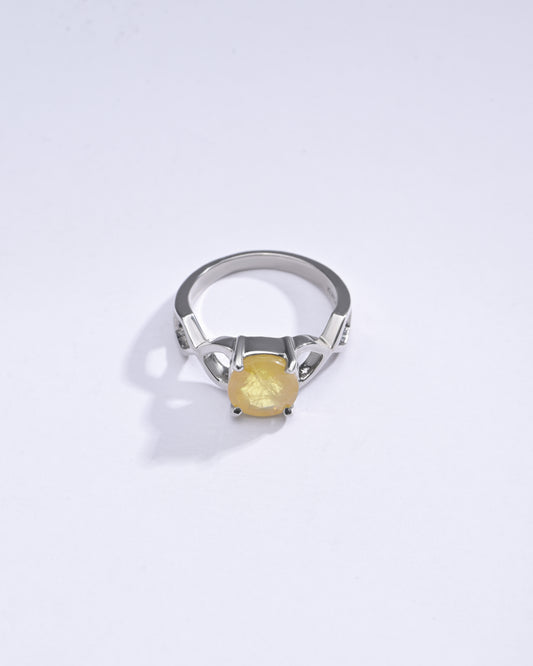 Unisex Yellow Sapphire (Pukhraj) Ring in 925 Silver – #1105N4 - Myra