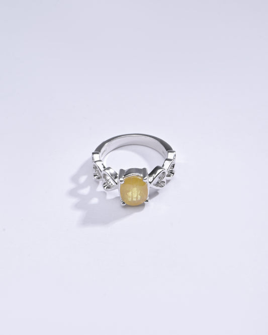 Natural Yellow Sapphire (Pukhraj) Ring in 925 Silver – For Wealth and Prosperity #1149